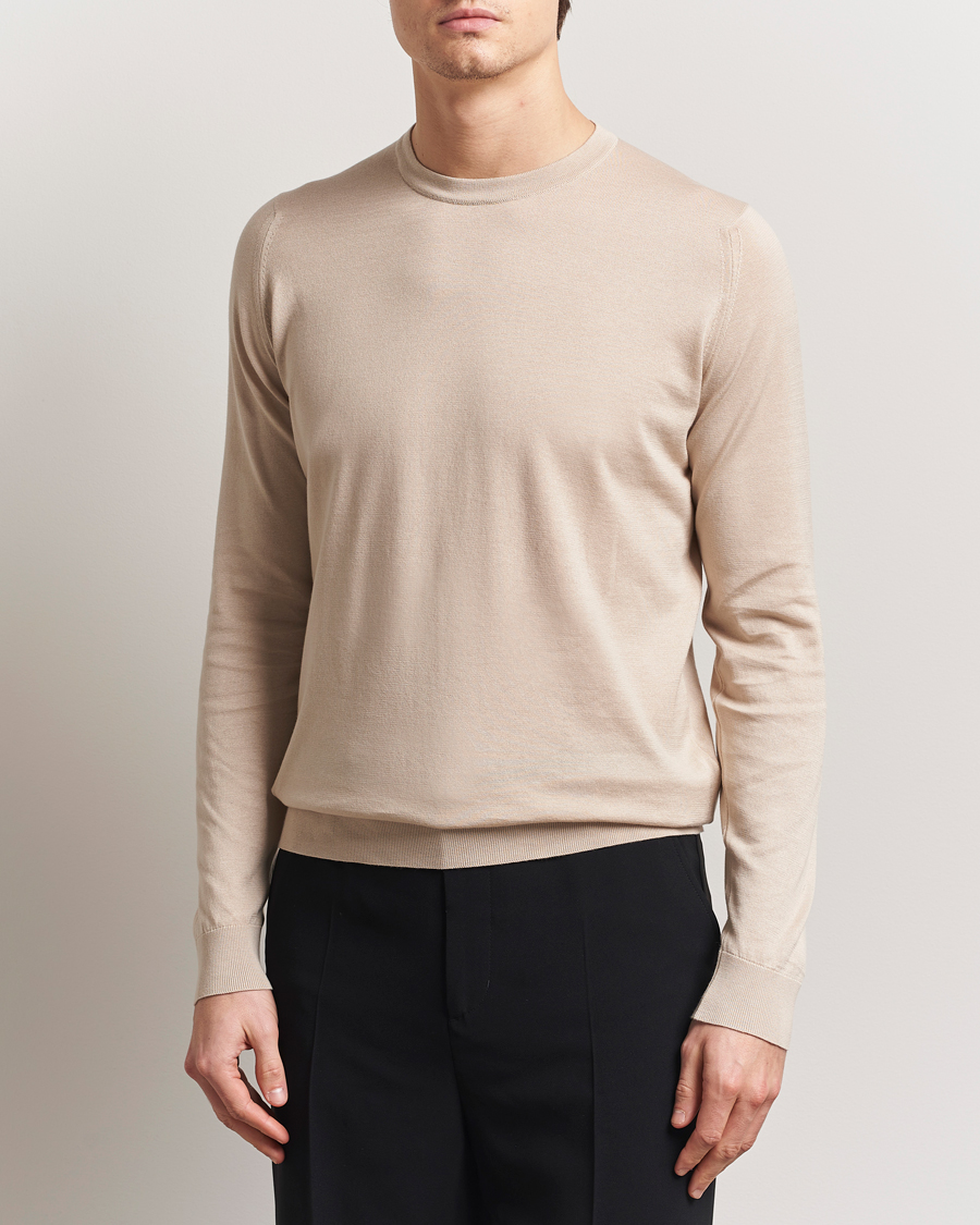 Herr | Tröjor | John Smedley | Rowland Sea Island Crew Neck Pullover Almond