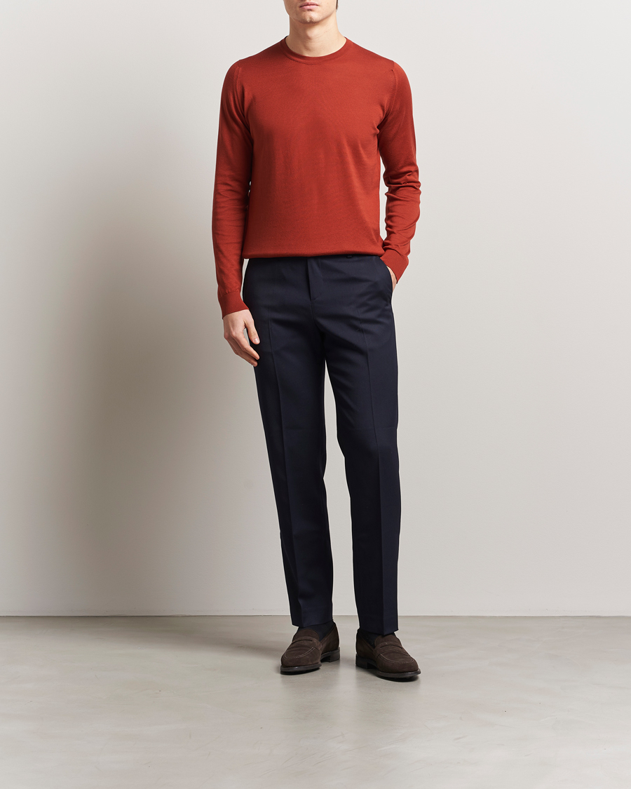 Herr | Tröjor | John Smedley | Rowland Sea Island Crew Neck Pullover Baked Red