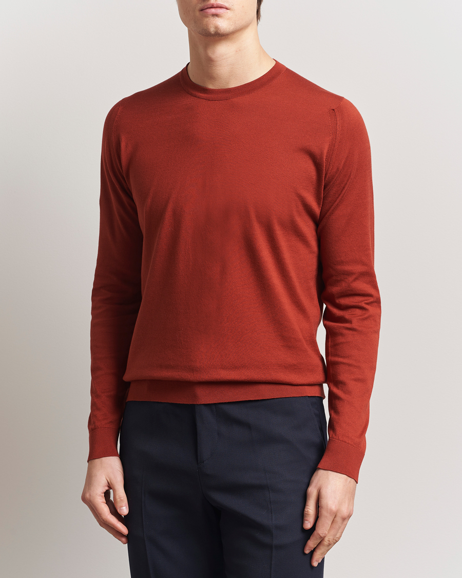 Herr | Tröjor | John Smedley | Rowland Sea Island Crew Neck Pullover Baked Red