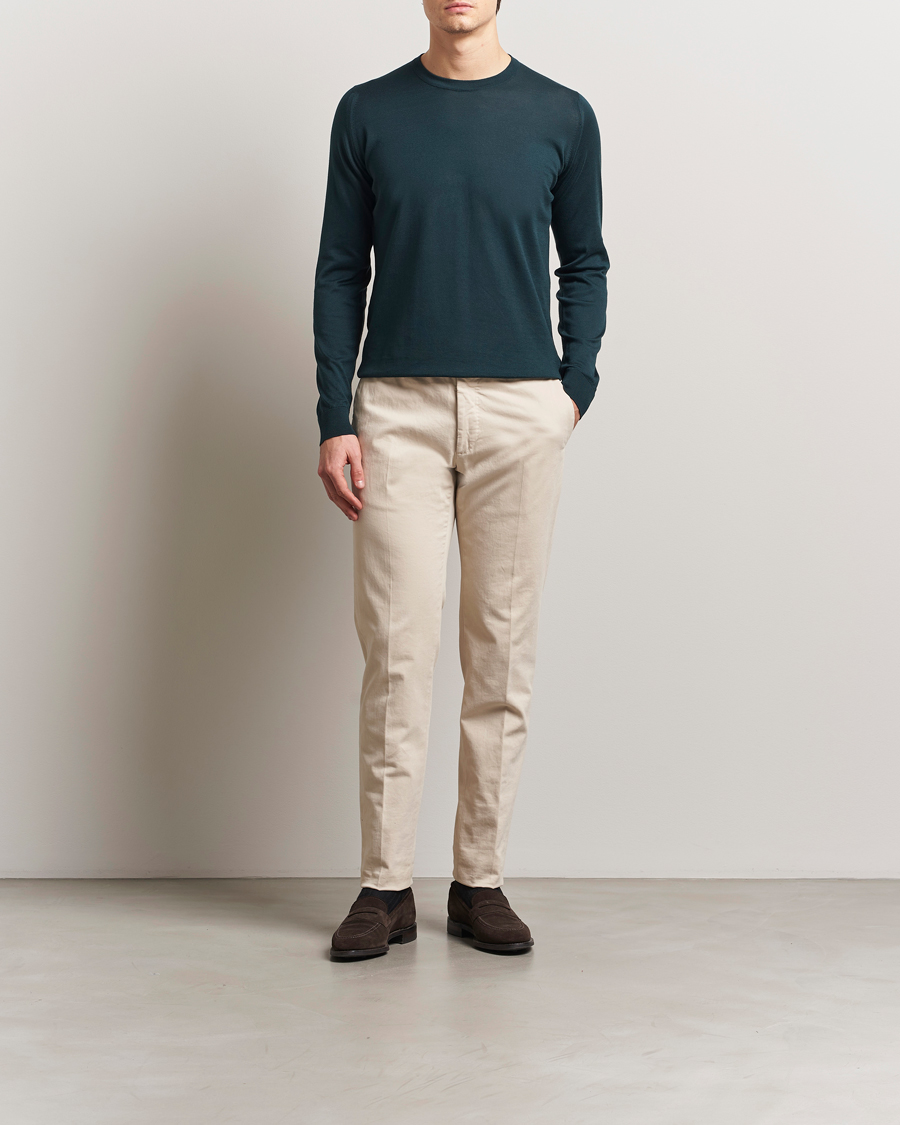 Herr | Tröjor | John Smedley | Rowland Sea Island Crew Neck Pullover Rain Forest