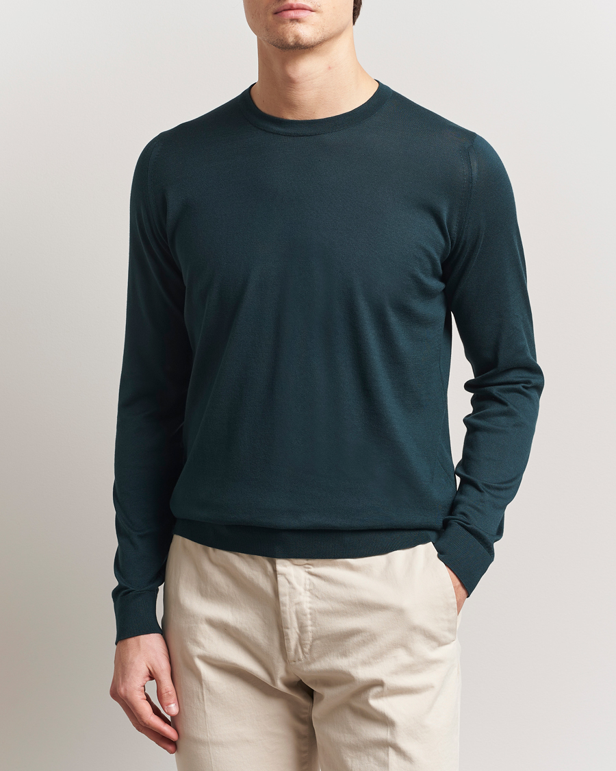 Herr | Tröjor | John Smedley | Rowland Sea Island Crew Neck Pullover Rain Forest
