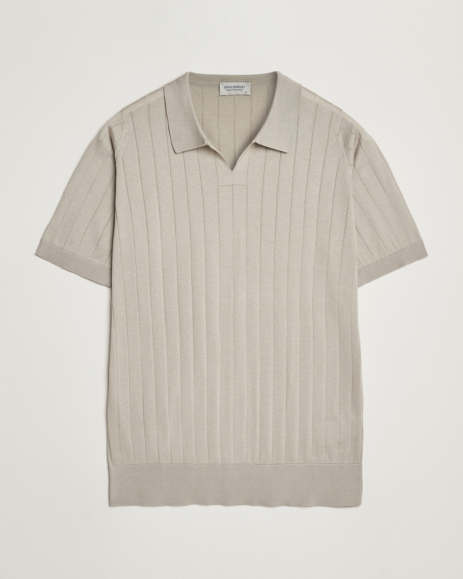 Herr | Pikéer | John Smedley | Roper Open Collar Sea Island Polo Parchment