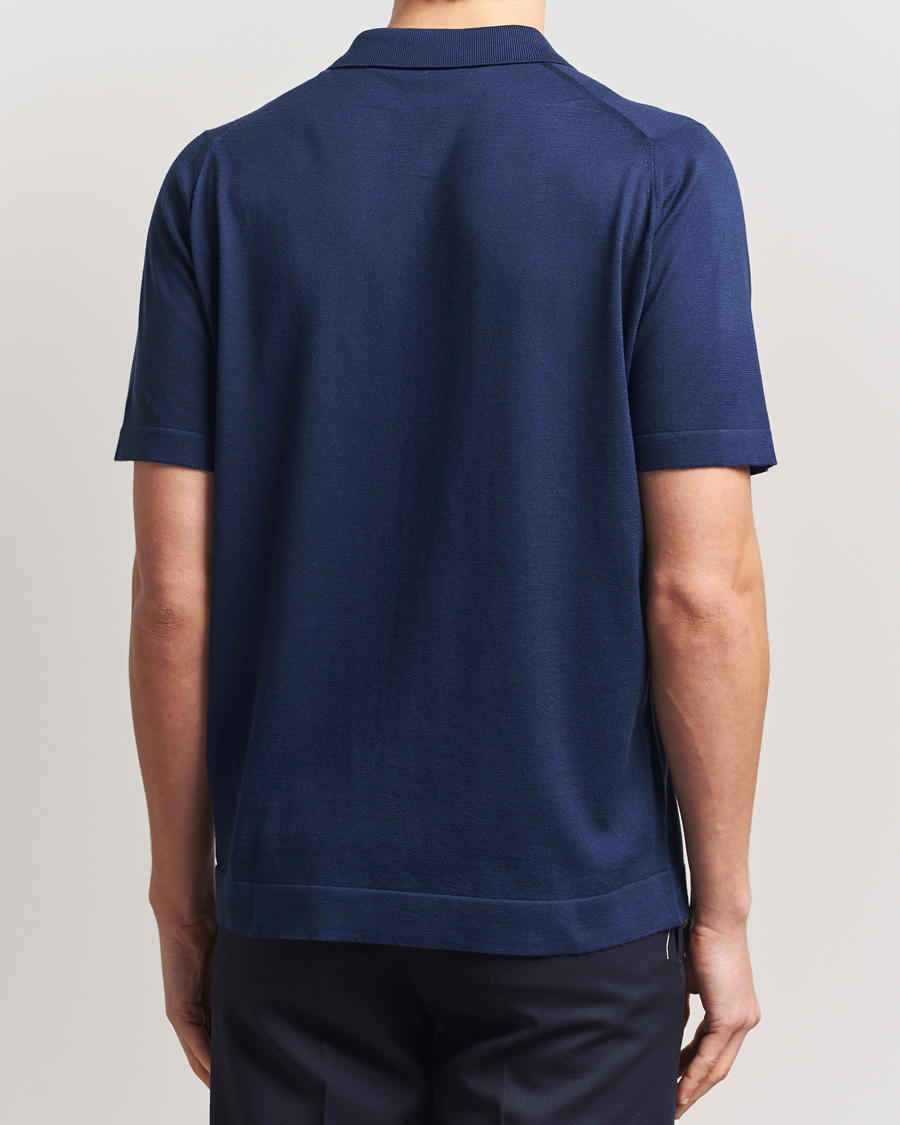 Herr | Skjortor | John Smedley | Folke Sea Island Knitted Polo French Navy