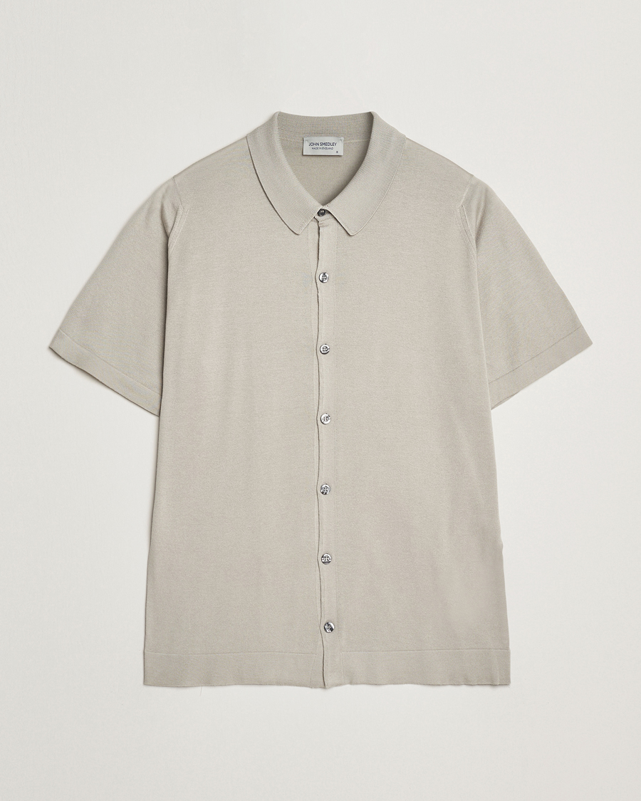 Herr | Skjortor | John Smedley | Folke Sea Island Knitted Polo Parchment