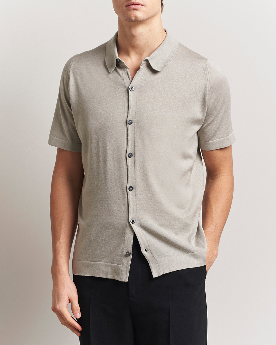 Herr | Skjortor | John Smedley | Folke Sea Island Knitted Polo Parchment
