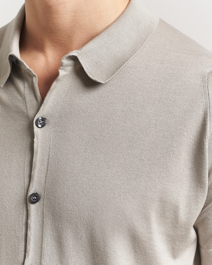 Herr | Skjortor | John Smedley | Folke Sea Island Knitted Polo Parchment