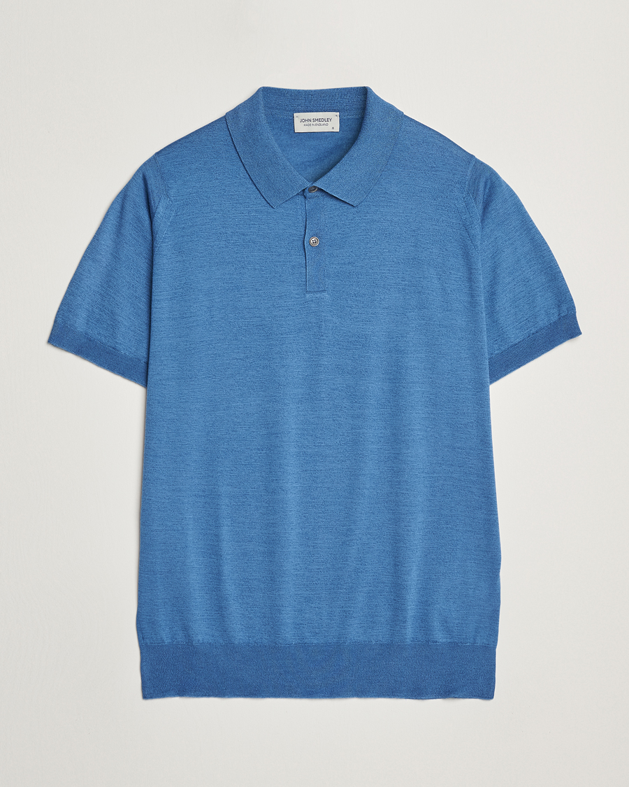 Herr | Pikéer | John Smedley | Leyburn Merino/Sea Island Cotton Polo Ocean Blue