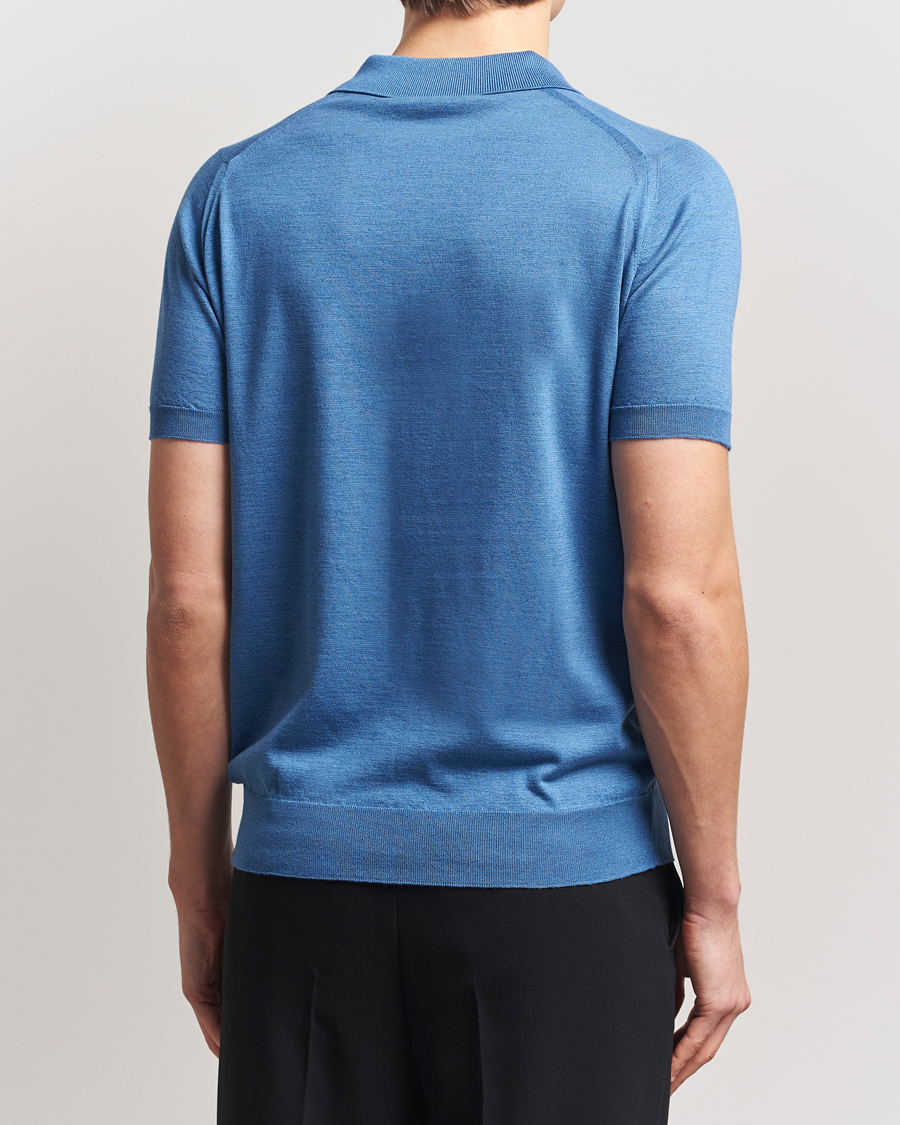Herr | Pikéer | John Smedley | Leyburn Merino/Sea Island Cotton Polo Ocean Blue