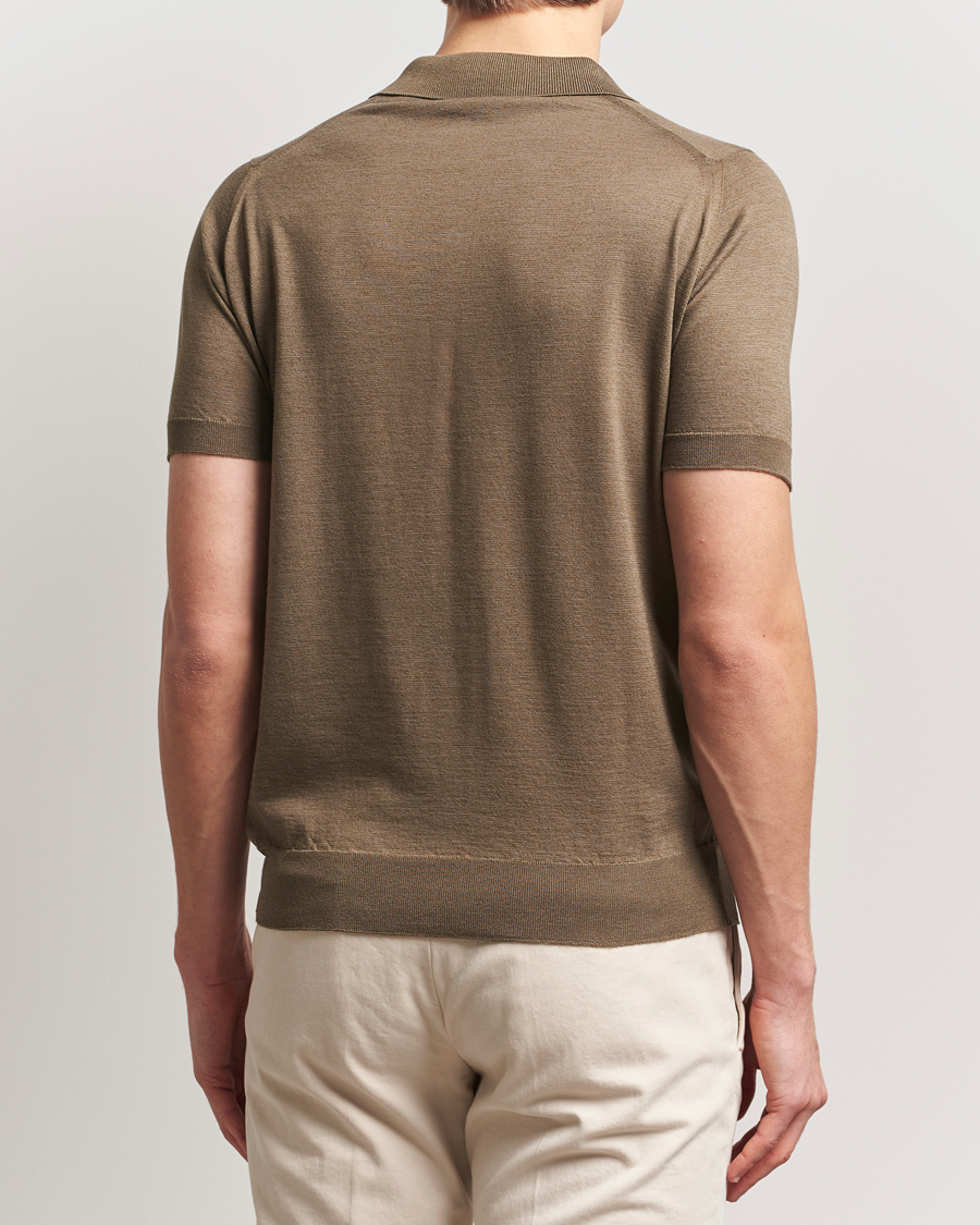 Herr | Pikéer | John Smedley | Leyburn Merino/Sea Island Cotton Polo Sepia Green