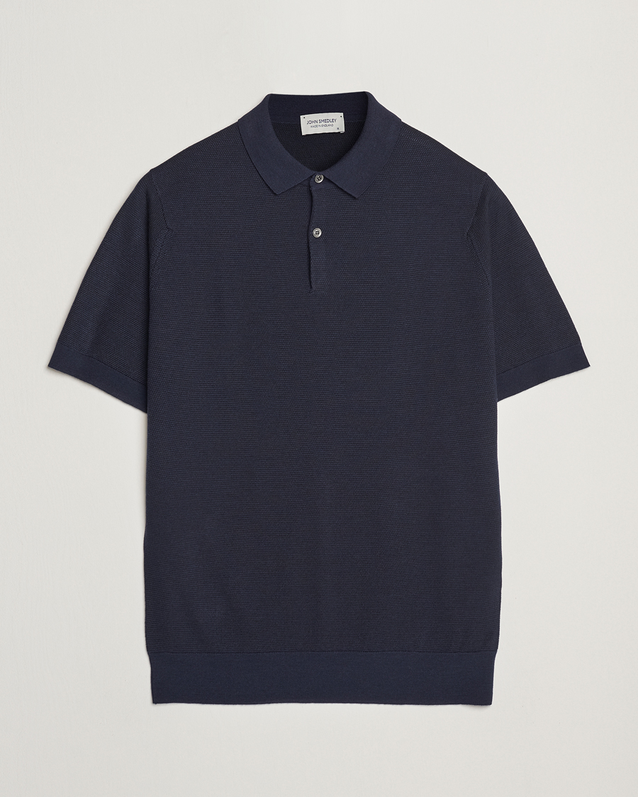 Herr | Pikéer | John Smedley | 14 Singular Textured Polo Midnight/Black