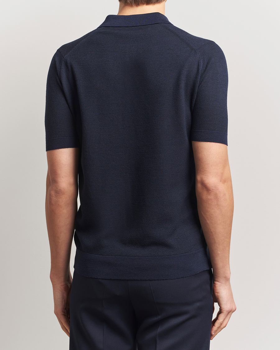 Herr | Pikéer | John Smedley | 14 Singular Textured Polo Midnight/Black