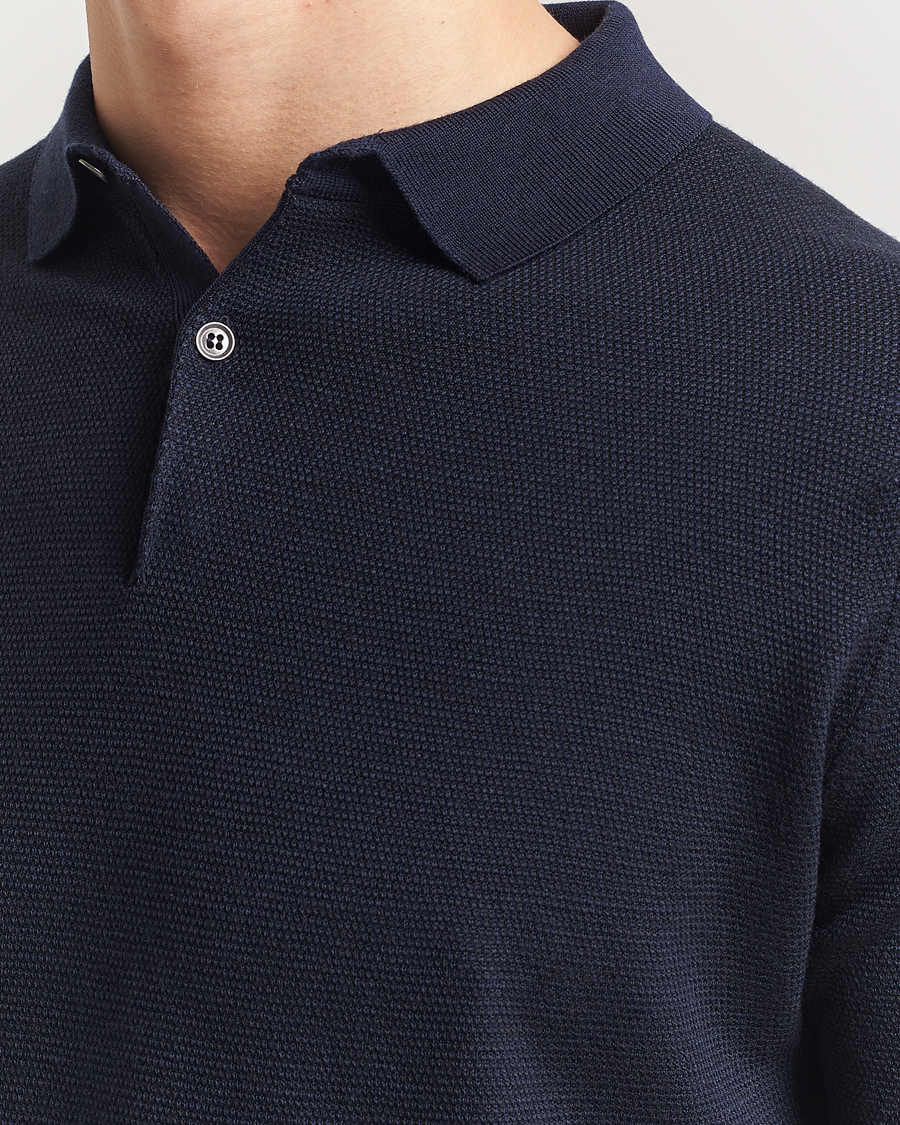 Herr | Pikéer | John Smedley | 14 Singular Textured Polo Midnight/Black