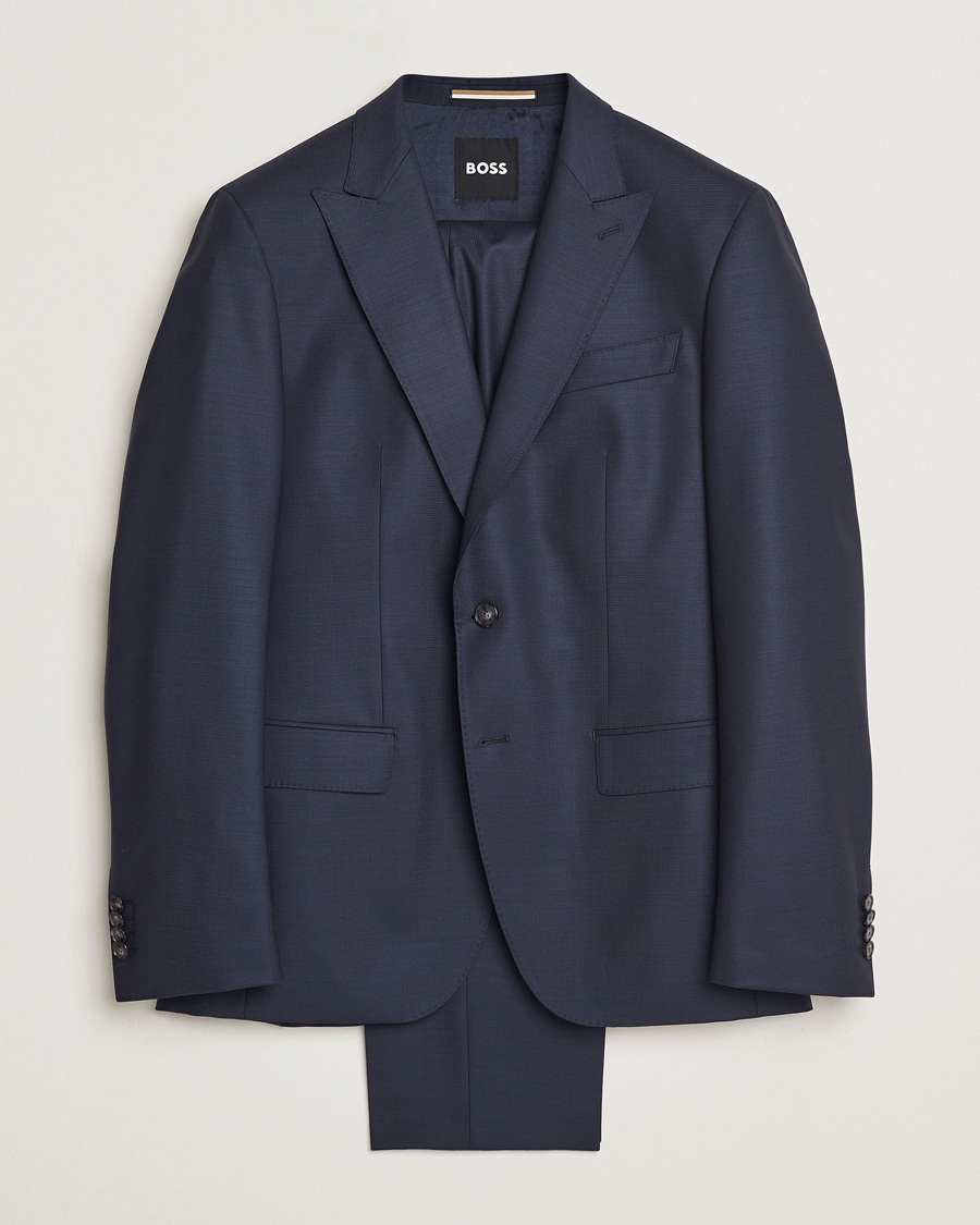 Herr | Kostymer | BOSS BLACK | Huge Wool Peak Lapel Suit Dark Blue