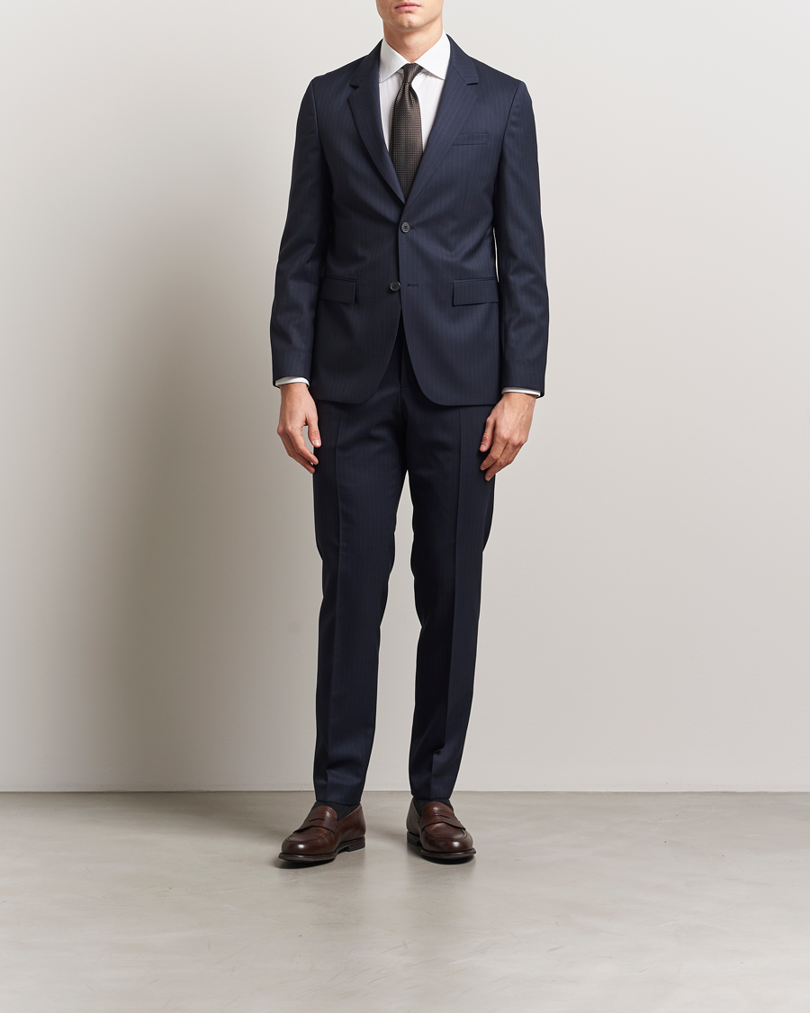 Herr | Kostymer | BOSS BLACK | Houston Wool Pinstriped Suit Dark Blue
