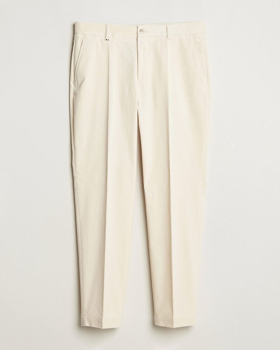 Herr | Byxor | BOSS BLACK | Perin Spring Cord Trousers Open White