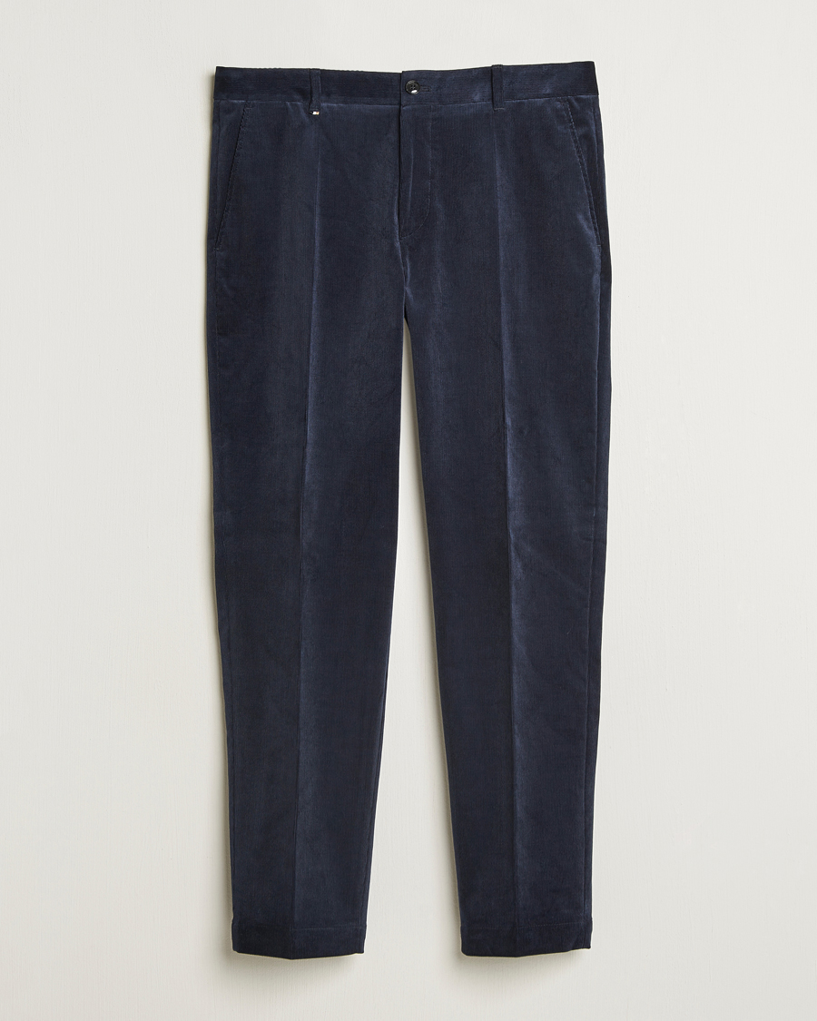 Herr | Byxor | BOSS BLACK | Perin Spring Cord Trousers Dark Blue