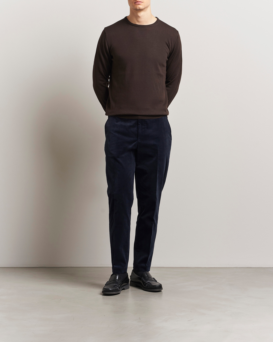 Herr | Byxor | BOSS BLACK | Perin Spring Cord Trousers Dark Blue
