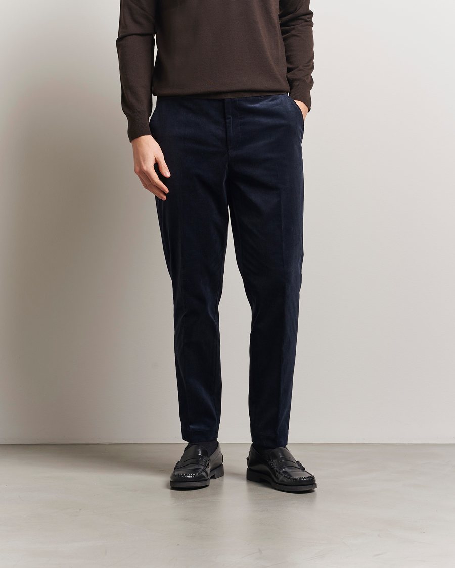 Herr | Byxor | BOSS BLACK | Perin Spring Cord Trousers Dark Blue