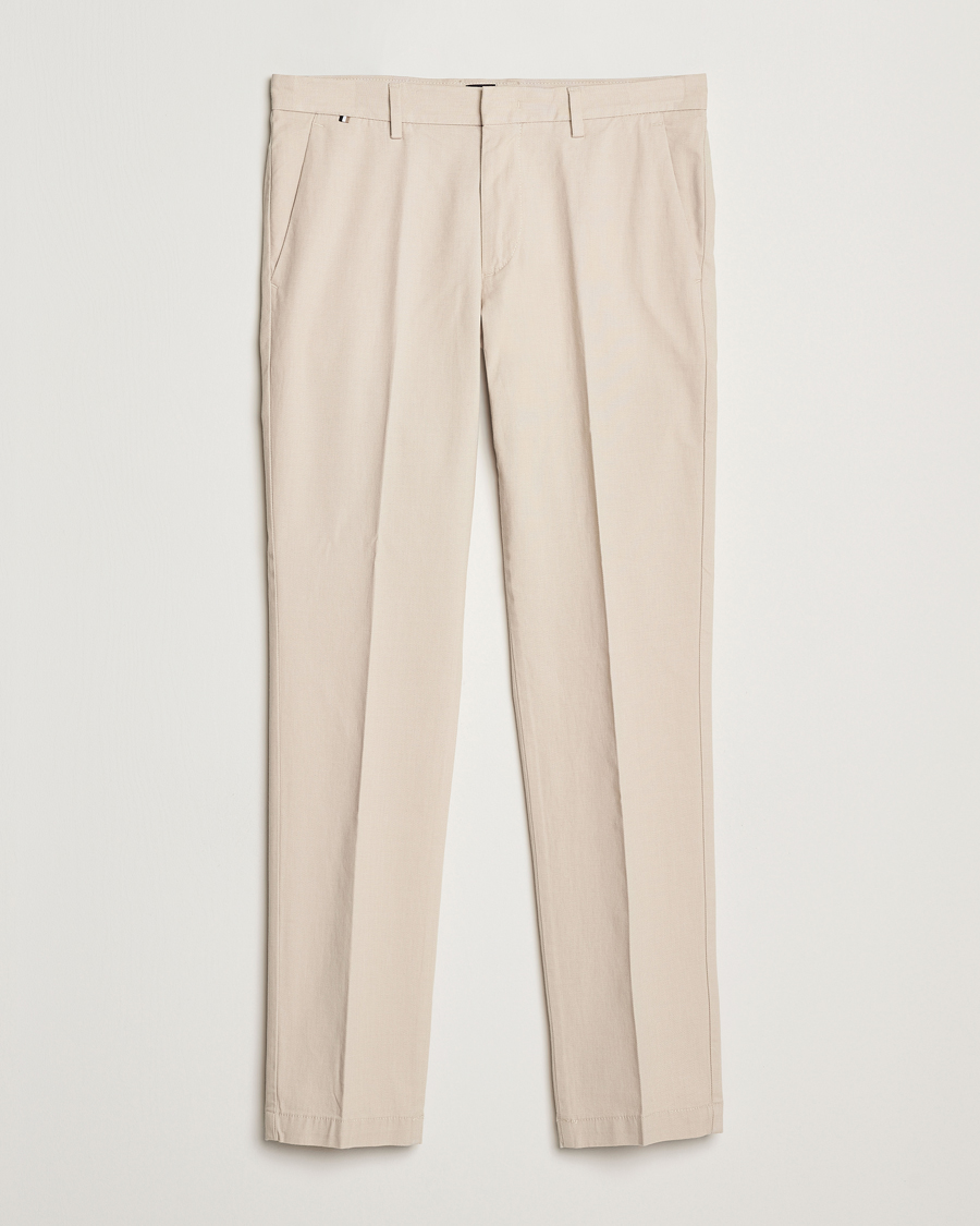 Herr | Byxor | BOSS BLACK | Kaito Structured Cotton Pants Light Beige