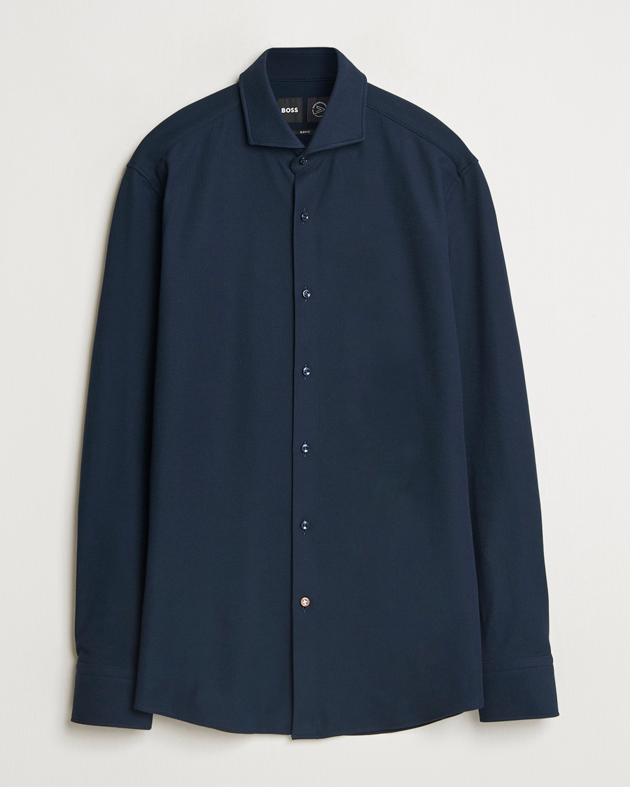 Herr | Skjortor | BOSS BLACK | Hank Structured Shirt Dark Blue