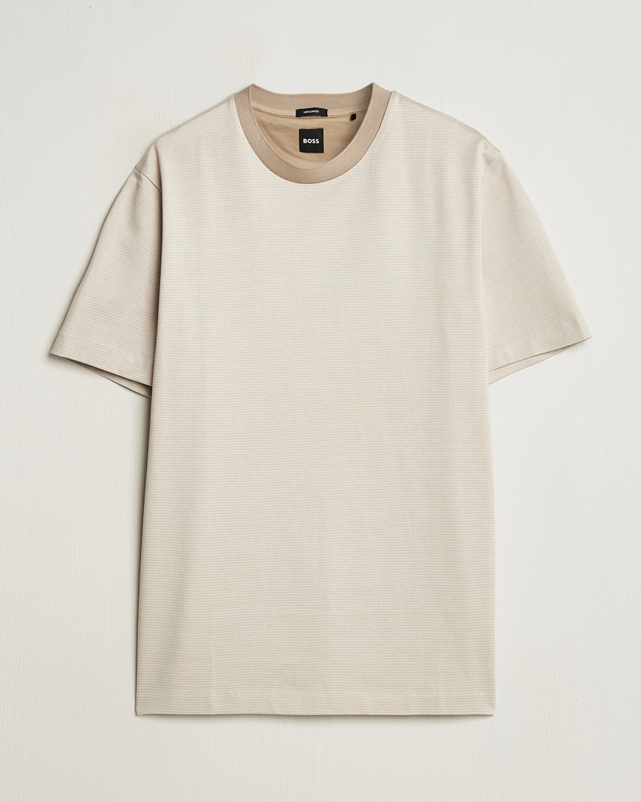 Herr | T-Shirts | BOSS BLACK | Thompson Structured T-Shirt Light Beige