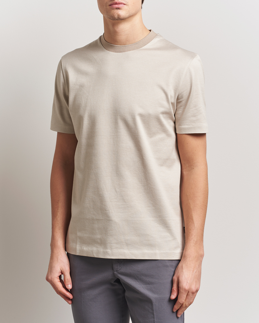 Herr | T-Shirts | BOSS BLACK | Thompson Structured T-Shirt Light Beige