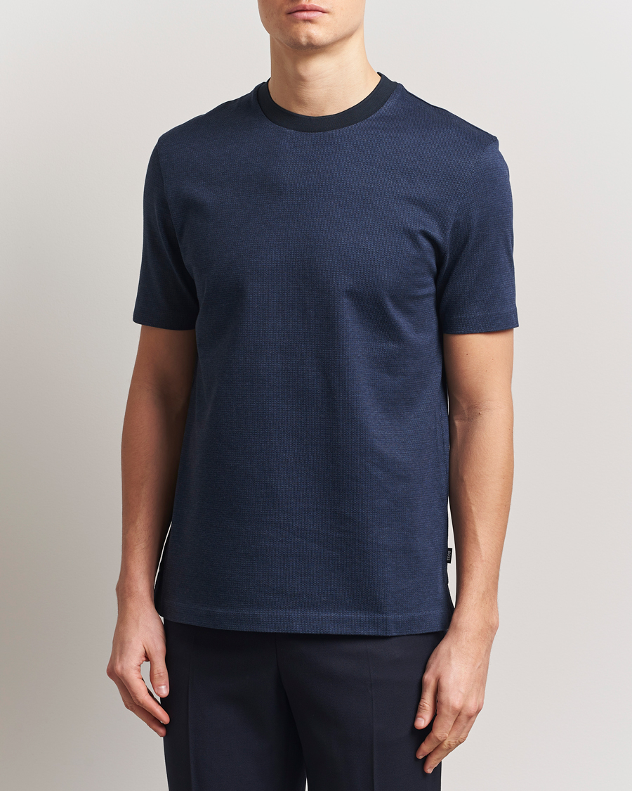 Herr | T-Shirts | BOSS BLACK | Thompson Structured T-Shirt Dark Blue