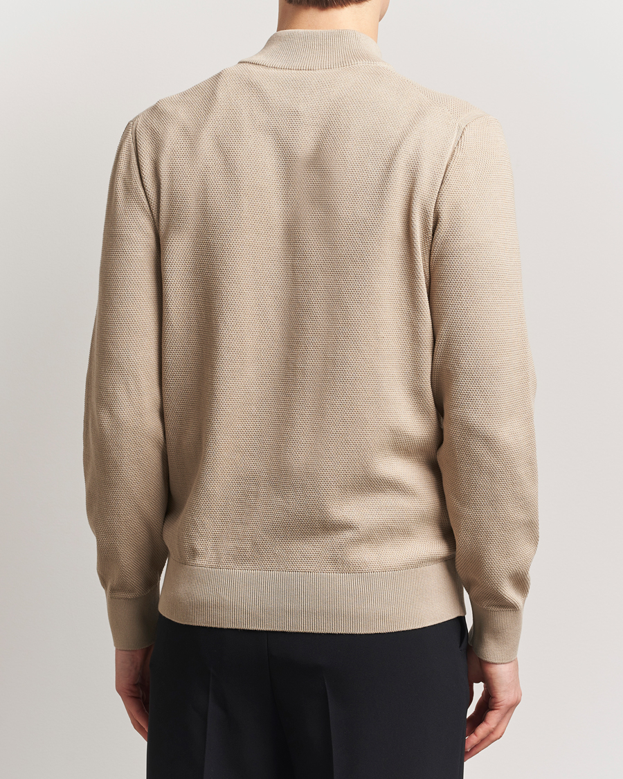 Herr | Tröjor | BOSS BLACK | Ebrando Knitted Half Zip Light Beige