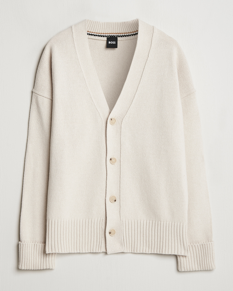 Herr | Tröjor | BOSS BLACK | Bellaco Knitted Cardigan Open White