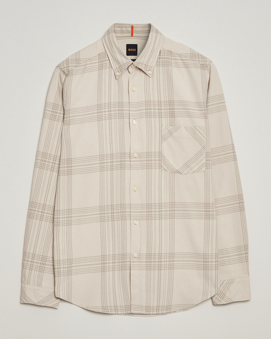 Herr | Skjortor | BOSS ORANGE | Rickert Checked Shirt Light Beige