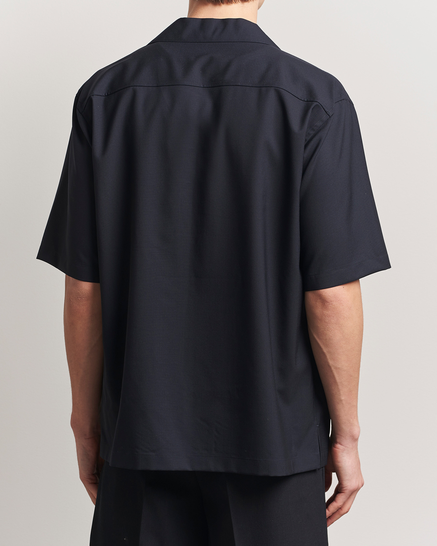 Herr | Skjortor | Auralee | Open Collar Short Sleeve Shirt Navy