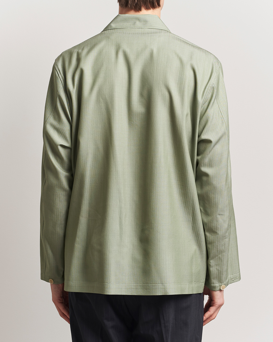 Herr | Skjortor | Auralee | Wool Herringbone Overshirt Olive