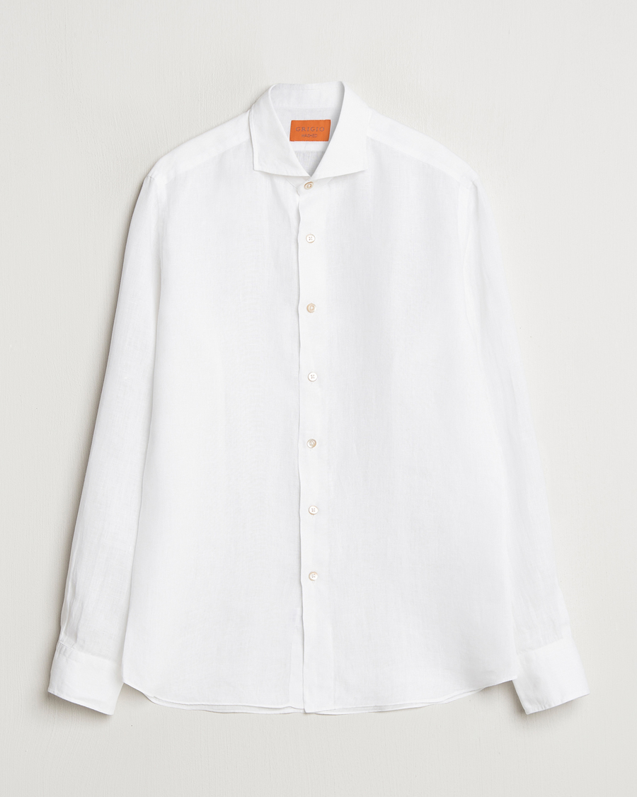 Herr | Skjortor | Grigio | Linen Casual Shirt White