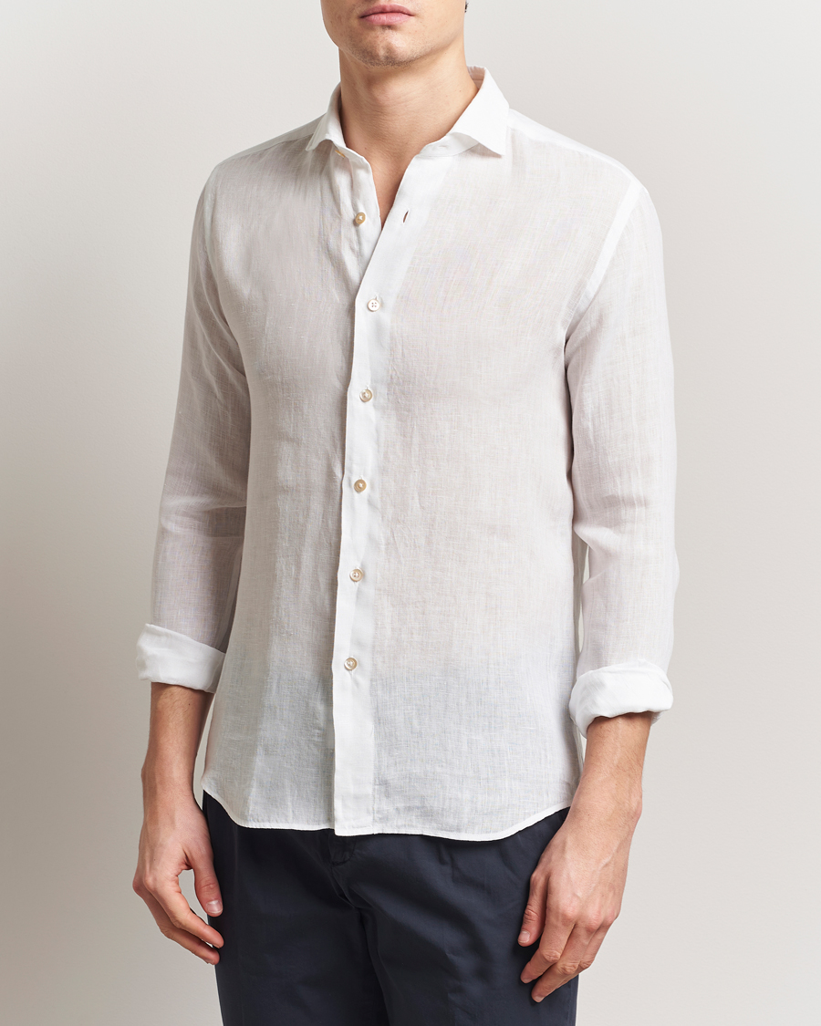 Herr | Skjortor | Grigio | Linen Casual Shirt White