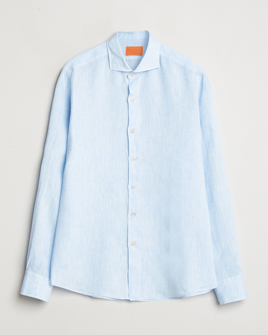 Herr | Skjortor | Grigio | Linen Casual Shirt Light Blue
