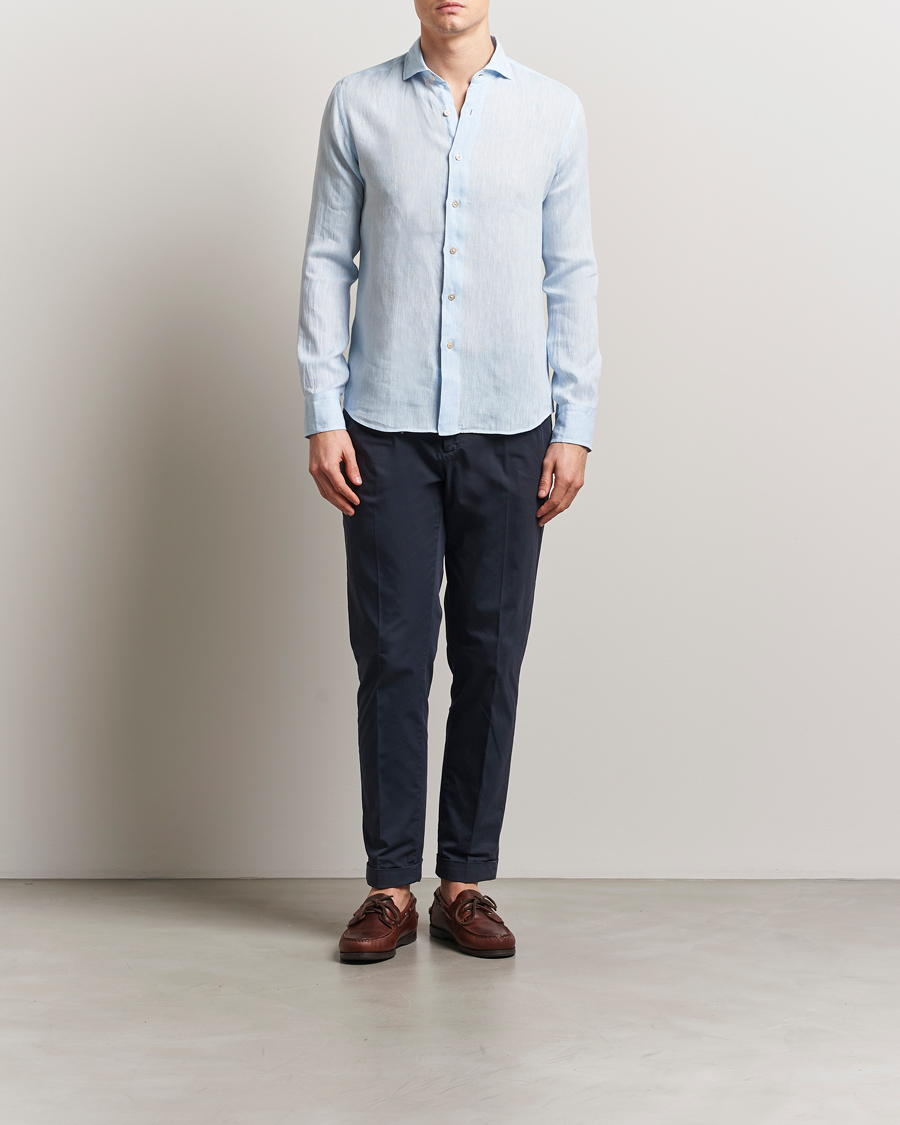 Herr | Skjortor | Grigio | Linen Casual Shirt Light Blue