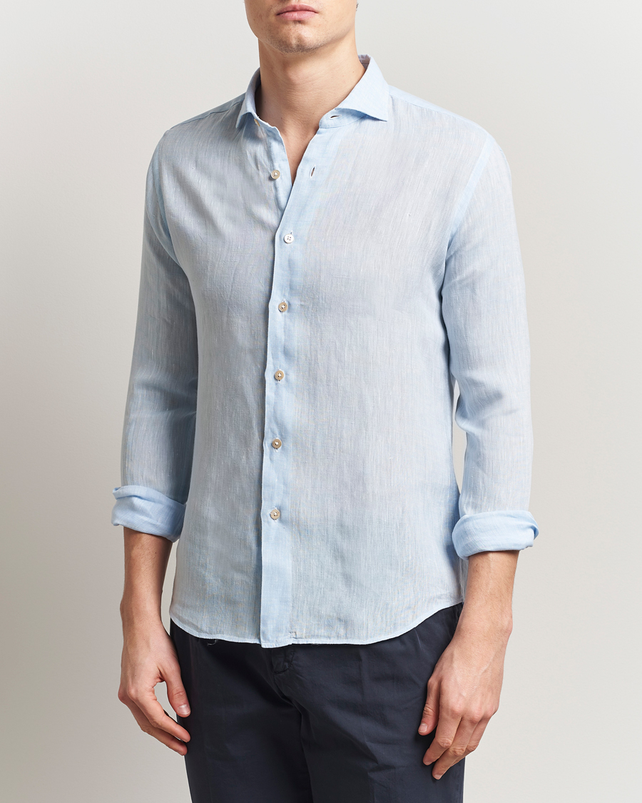 Herr | Skjortor | Grigio | Linen Casual Shirt Light Blue