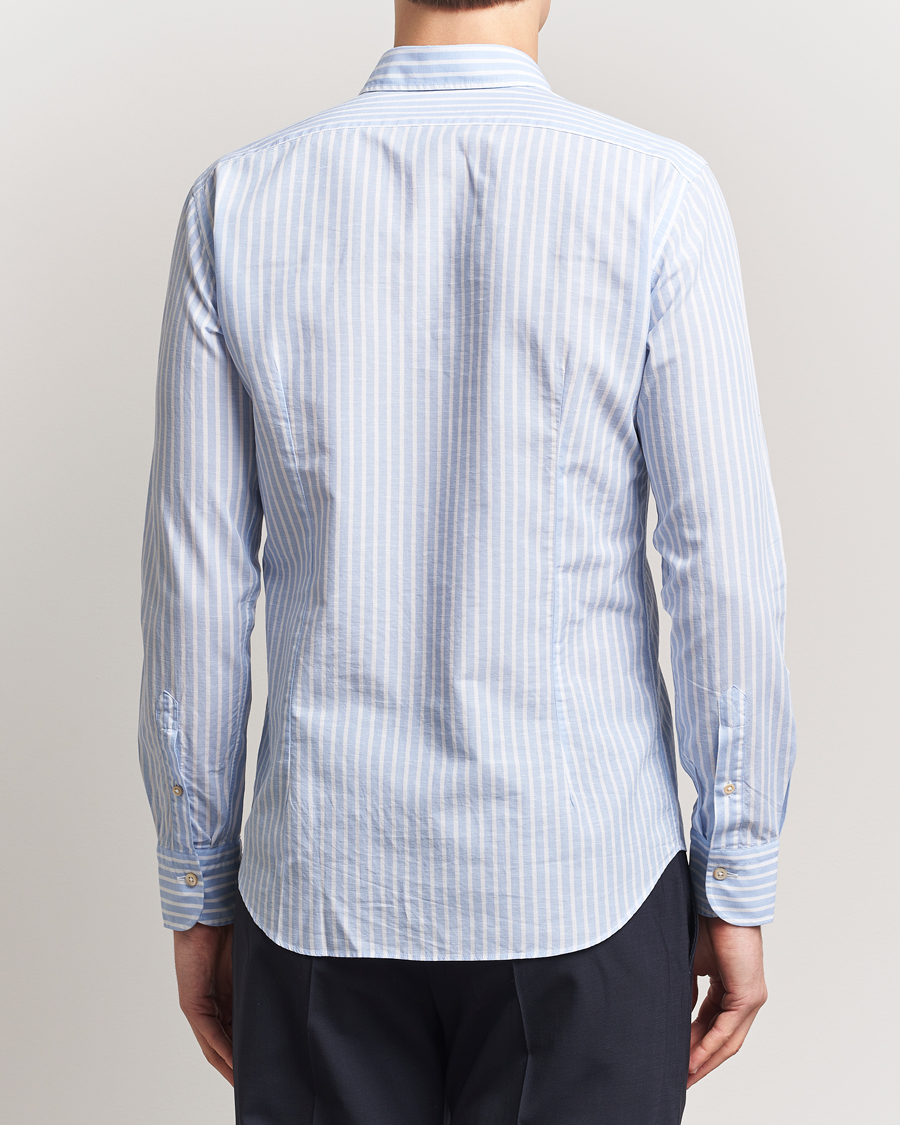 Herr | Skjortor | Grigio | Cotton Linen Casual Shirt Light Blue Stripe