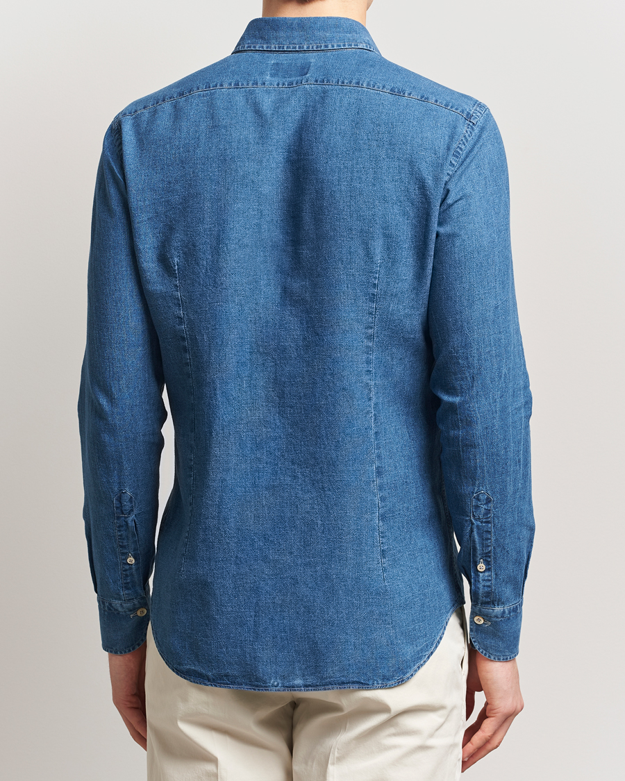 Herr | Skjortor | Grigio | Cotton/Linen Denim Shirt Washed Indigo