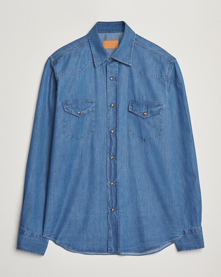 Herr | Skjortor | Grigio | Western Denim Shirt Washed Indigo
