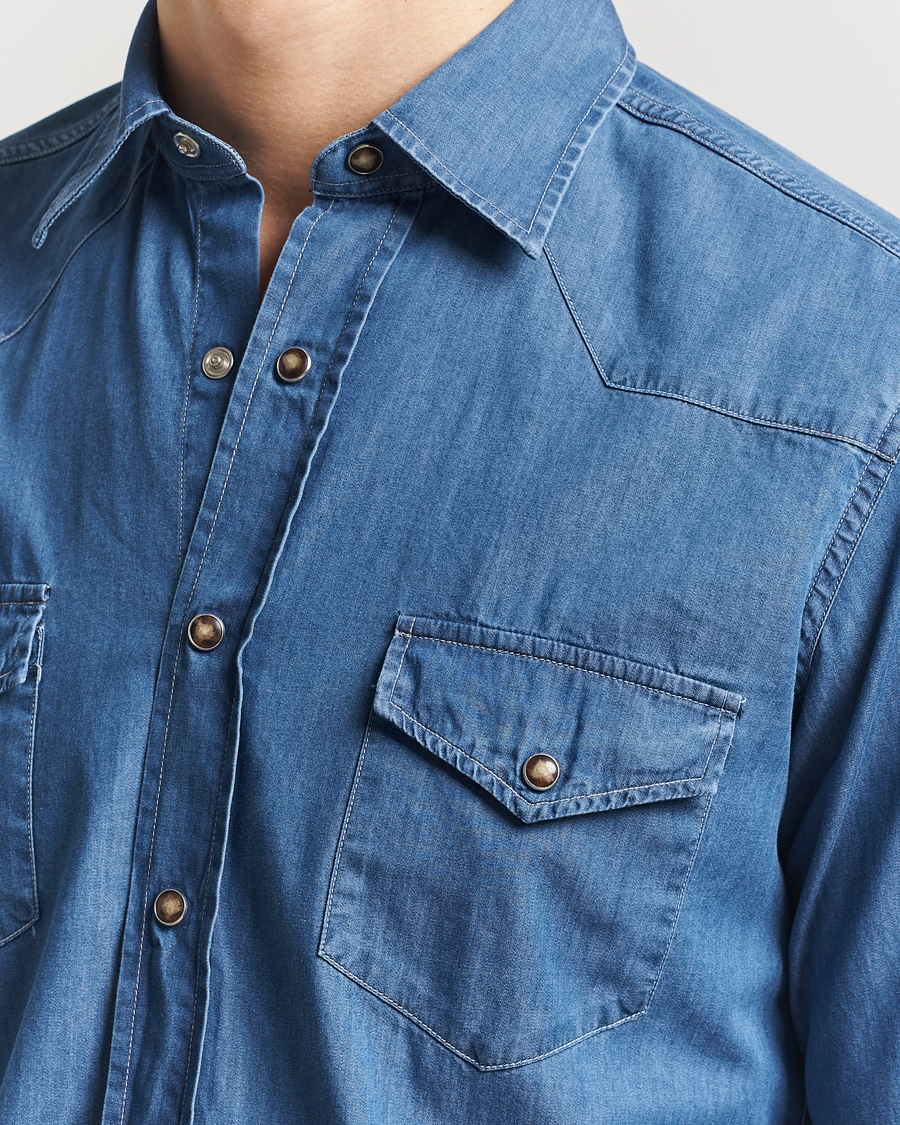 Herr | Skjortor | Grigio | Western Denim Shirt Washed Indigo