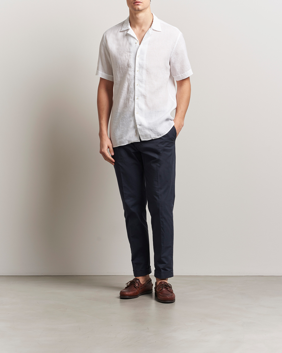 Herr | Skjortor | Stenströms | Short Sleeve Linen Shirt White