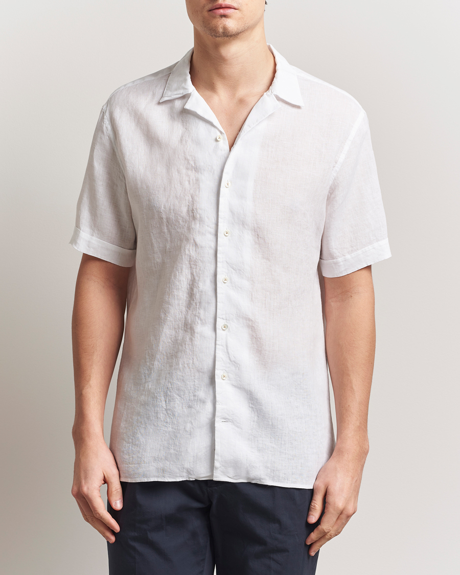 Herr | Skjortor | Stenströms | Short Sleeve Linen Shirt White