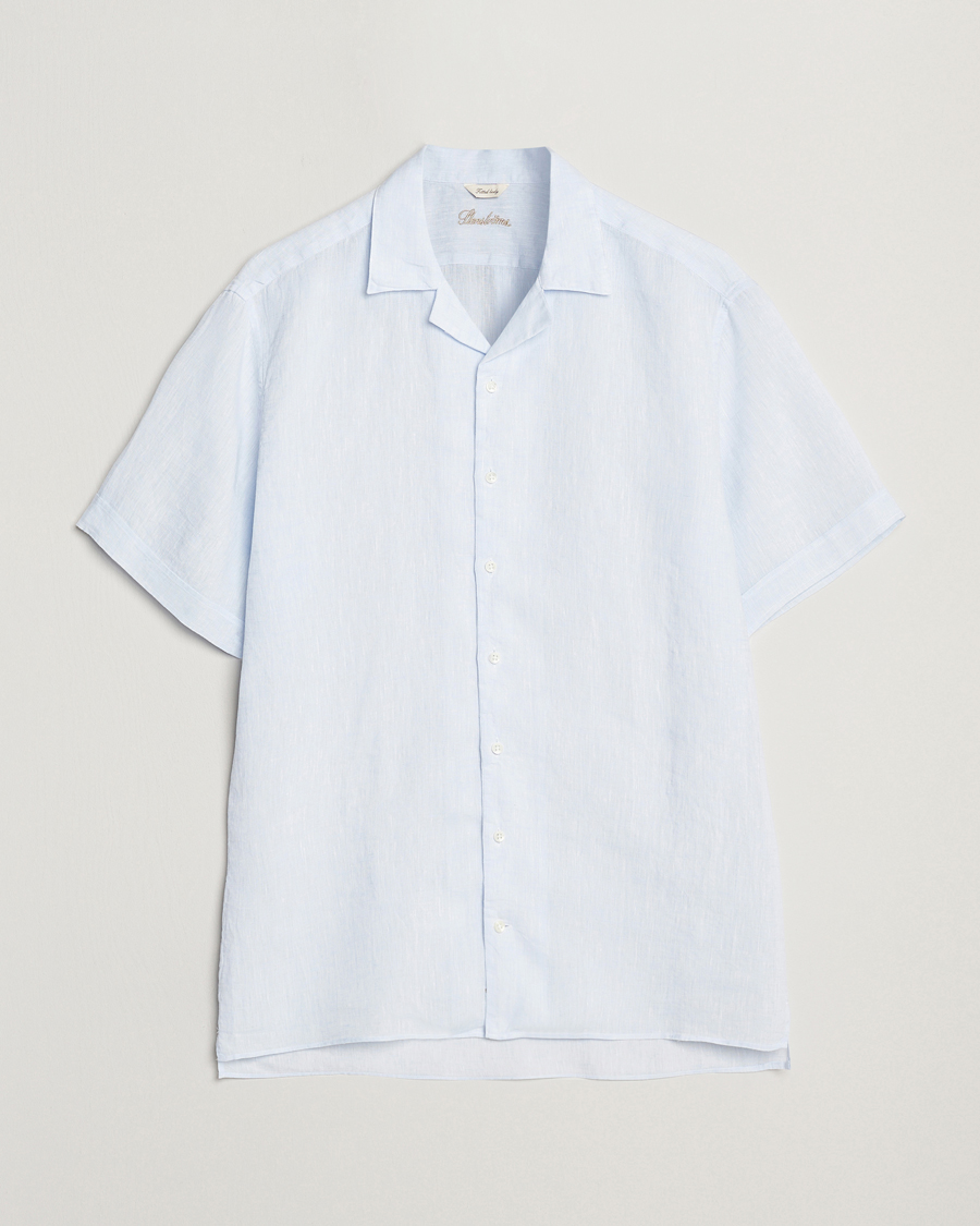 Herr | Skjortor | Stenströms | Short Sleeve Linen Shirt Light Blue