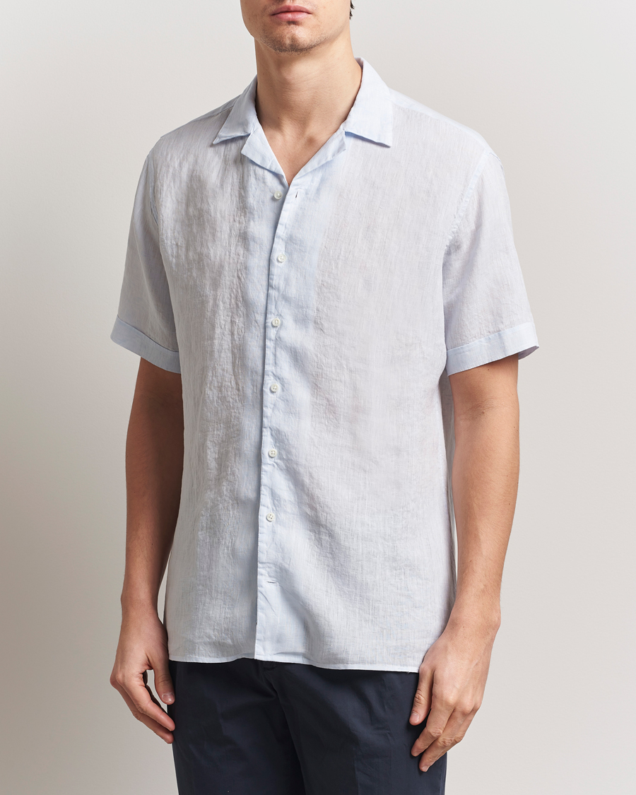 Herr | Skjortor | Stenströms | Short Sleeve Linen Shirt Light Blue