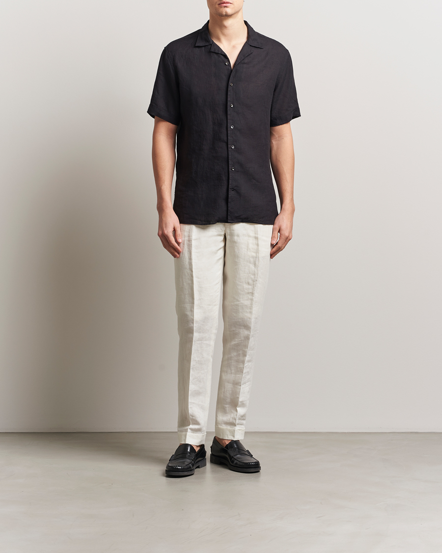 Herr | Skjortor | Stenströms | Short Sleeve Linen Shirt Black