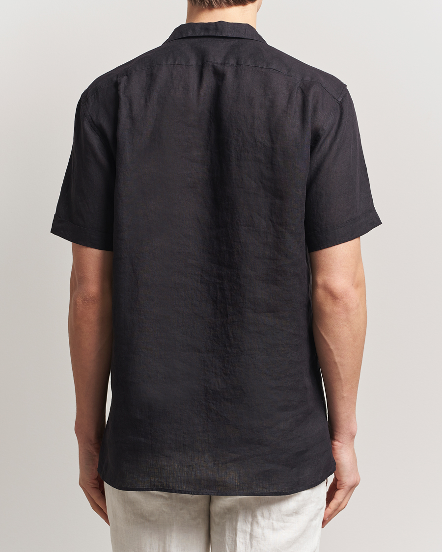 Herr | Skjortor | Stenströms | Short Sleeve Linen Shirt Black