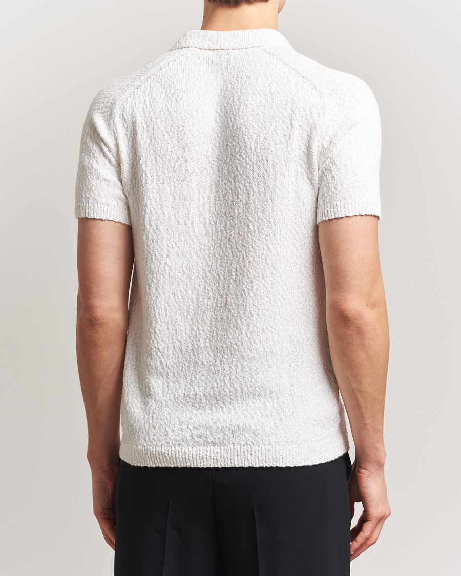 Herr | Pikéer | Stenströms | Knitted Boucle Cotton Polo White