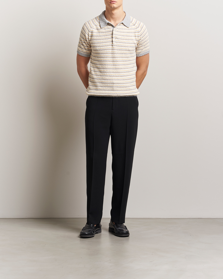 Herr | Pikéer | Stenströms | Knitted Boucle Cotton Polo Stripe