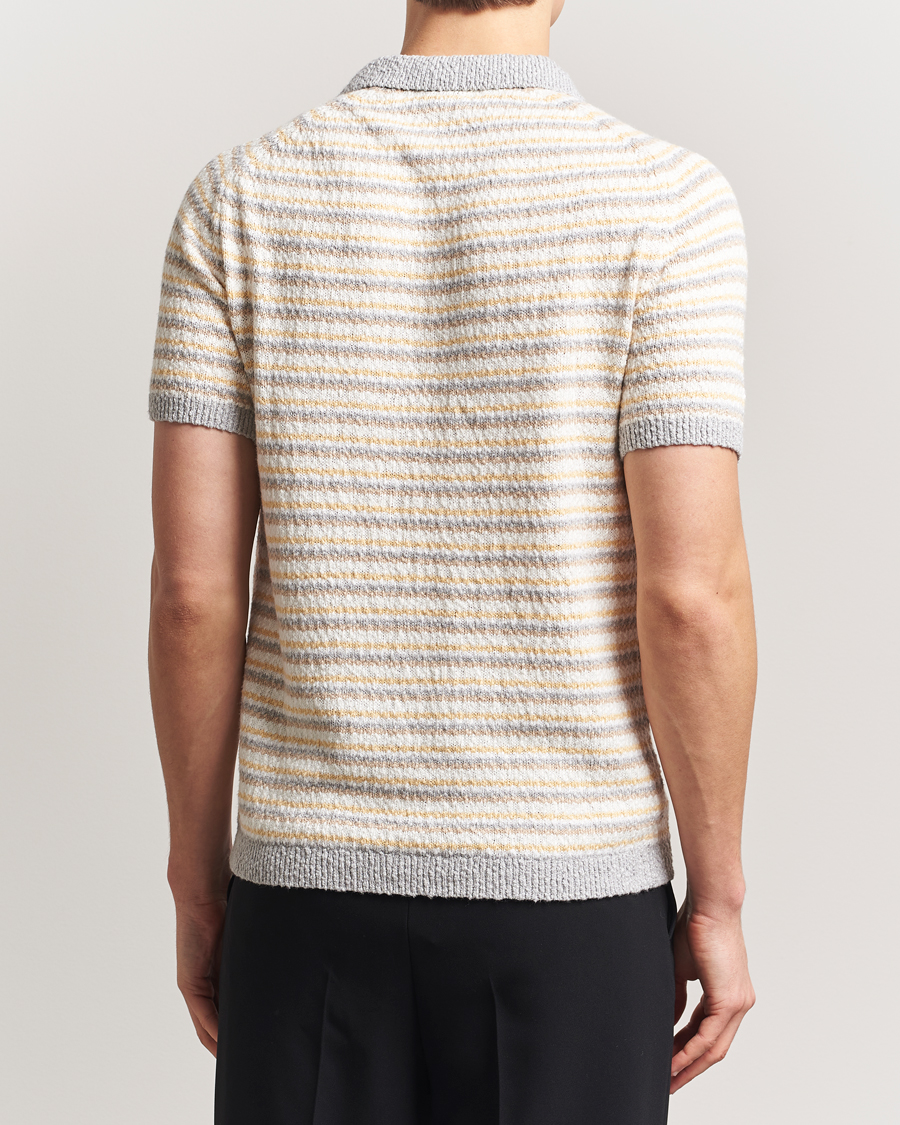 Herr | Pikéer | Stenströms | Knitted Boucle Cotton Polo Stripe